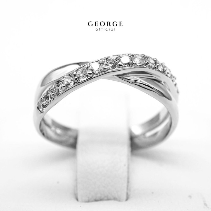 Radiant Diamond Eternity Ring in Sterling Silver | GEORGE Jewelry