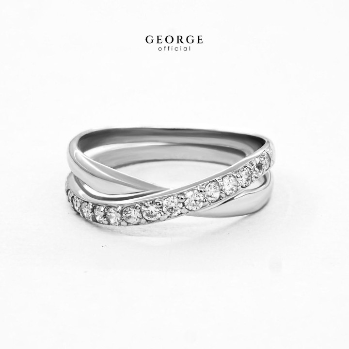 Radiant Diamond Eternity Ring in Sterling Silver | GEORGE Jewelry