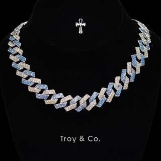 Moissanite Cuban Chain Necklace | Blue Gradient | Men's Hip Hop