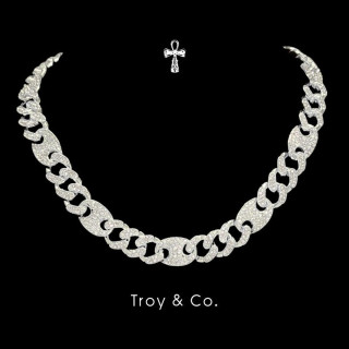 Iced Out Moissanite Cuban Chain Necklace - Men's Rapper Style