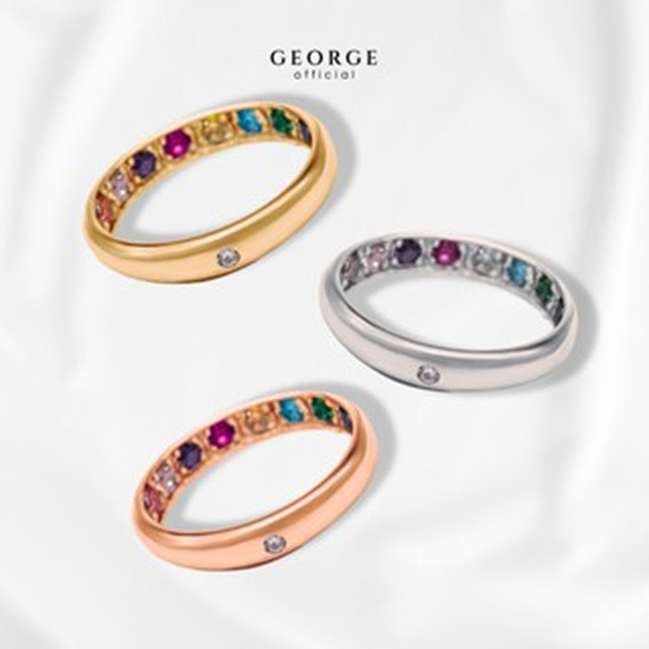 Sparkling Nine-Gem Diamond Ring | Sterling Silver and CZ