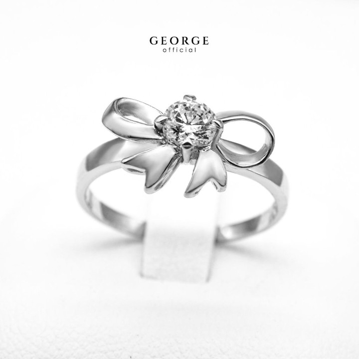 Sparkling Bow Diamond Ring | Sterling Silver, Cubic Zirconia