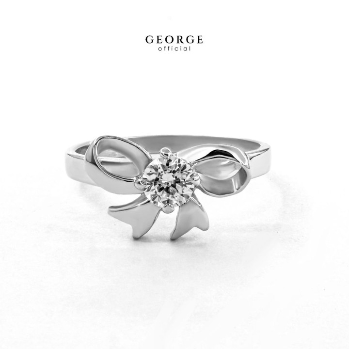 Sparkling Bow Diamond Ring | Sterling Silver, Cubic Zirconia