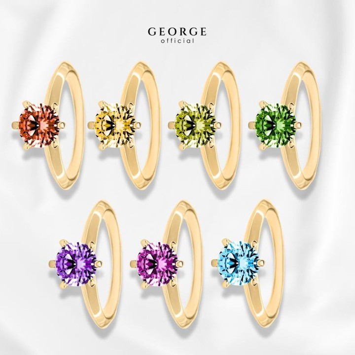 Multi-Stone Birthstone Ring in Gold | Customizable Gemstone