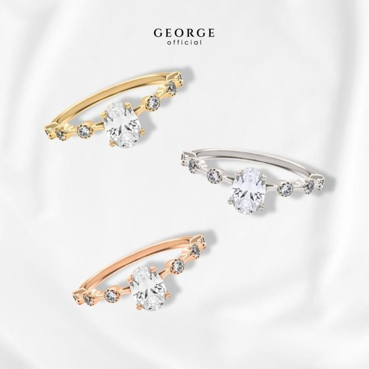 Anillo con piedra natal: 7 gemas en oro blanco, amarillo y rosa.