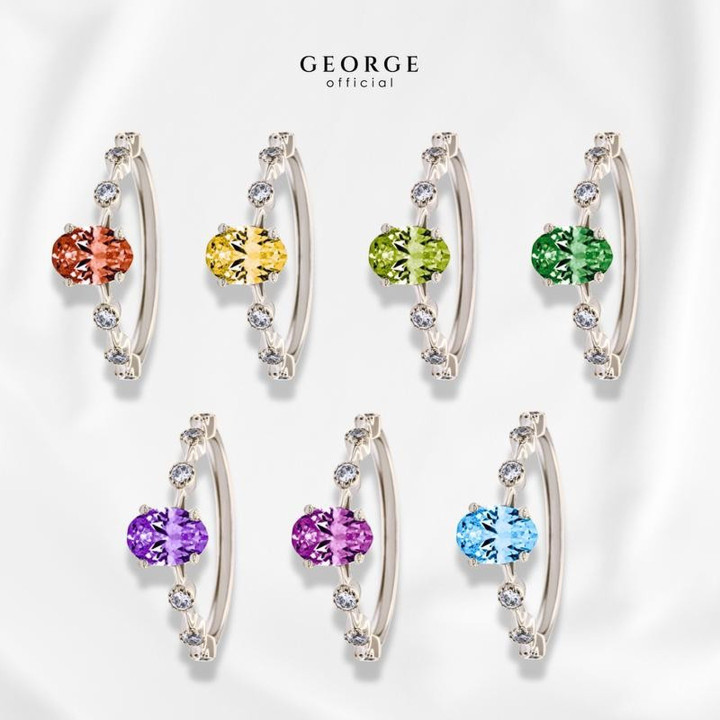 Anillo con piedra natal: 7 gemas en oro blanco, amarillo y rosa.