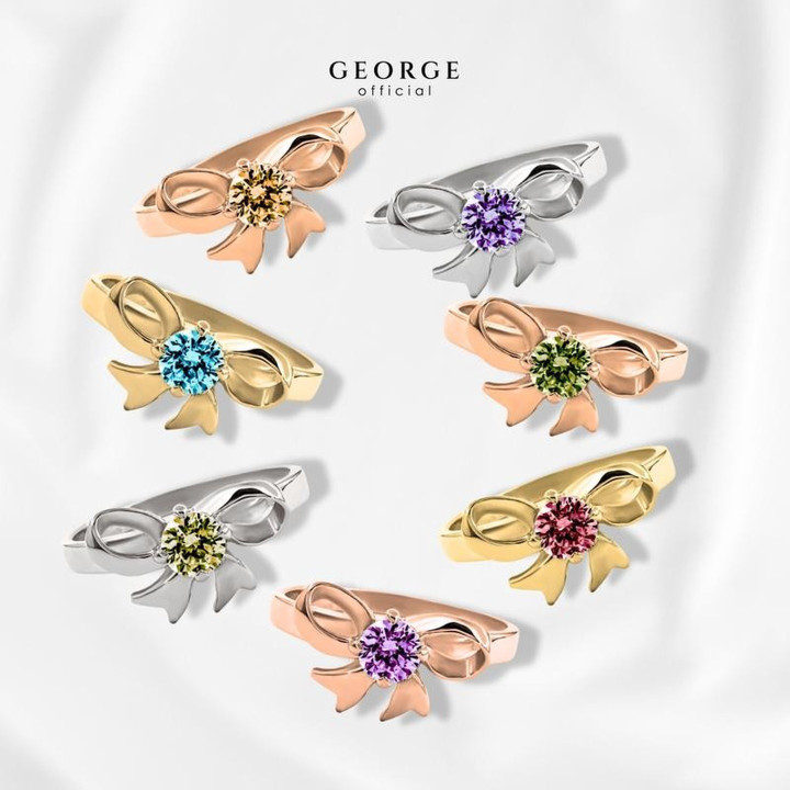 Regenbogen-Geburtssteinring in Gold – 7 Edelsteine