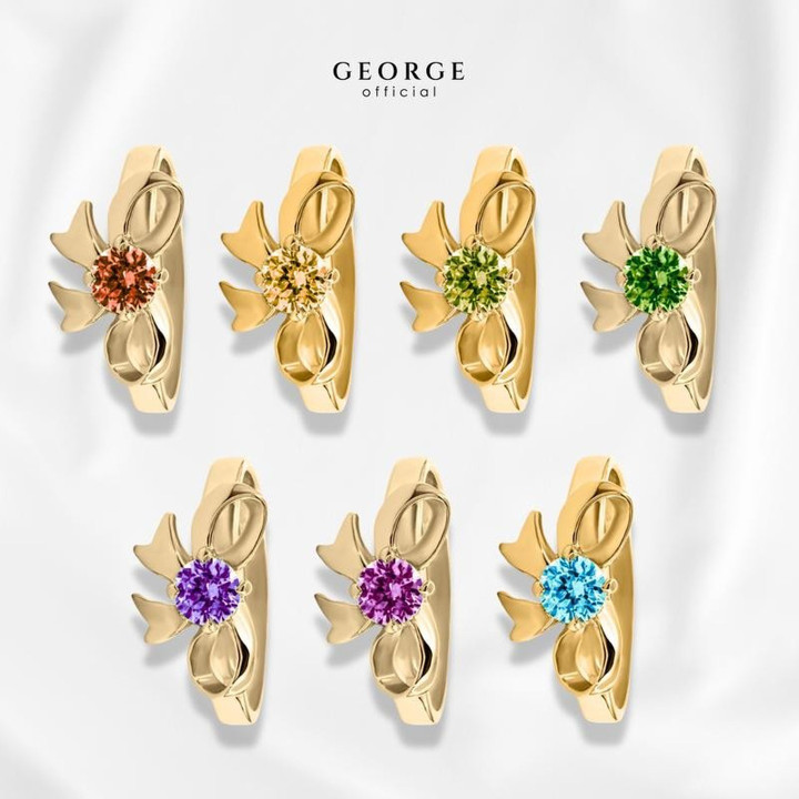 Regenbogen-Geburtssteinring in Gold – 7 Edelsteine