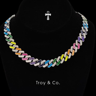 Rainbow Cuban Chain Necklace with Moissanite | Troy and Co