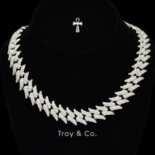 Icy Shark Tooth Chain Necklace | CZ Diamonds | Cuban Style