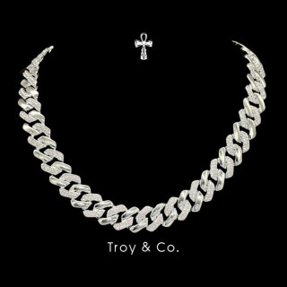 TDN008 Cuban Chain Necklace - Iced Out, CZ Diamond, Rapper Style