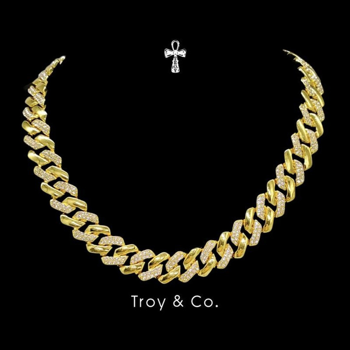 TDN008 Cuban Chain Necklace - Iced Out, CZ Diamond, Rapper Style