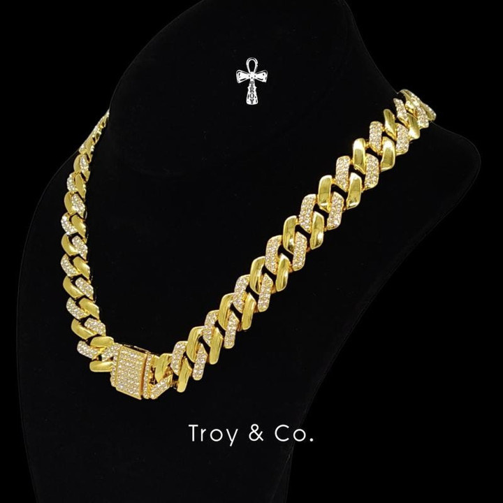 TDN008 Cuban Chain Necklace - Iced Out, CZ Diamond, Rapper Style