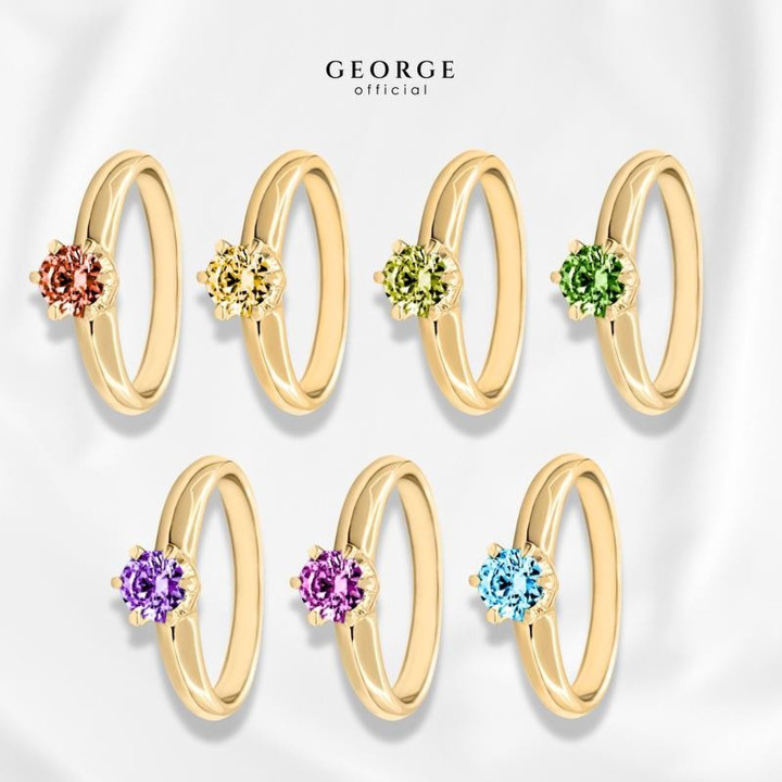 Anillo con piedra natal | Diseño de 7 piedras en oro