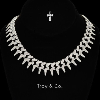 Iced Moissanite Fang Chain Necklace - Street Style by Troy and Co