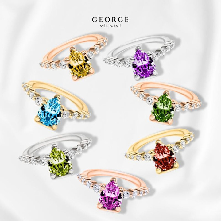 Anillos con piedras de nacimiento | Diseños de apilamiento de piedras preciosas de GEORGE
