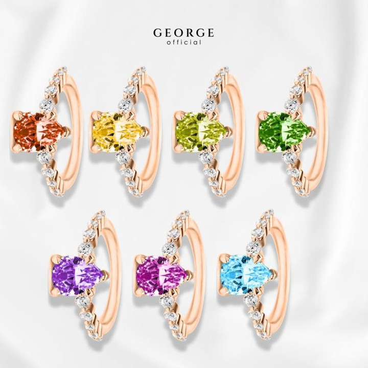 Anillos con piedras de nacimiento | Diseños de apilamiento de piedras preciosas de GEORGE