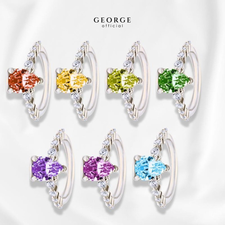 Anillos con piedras de nacimiento | Diseños de apilamiento de piedras preciosas de GEORGE