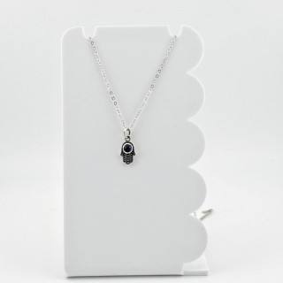 Sterling Silver Hamsa and Evil Eye Necklace for Protection and Luck
