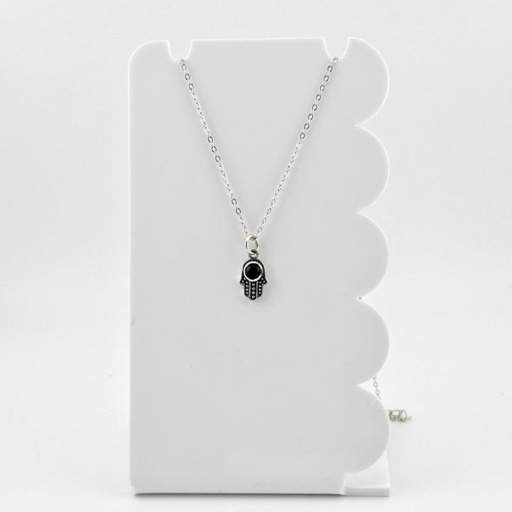 Halskette aus Sterlingsilber mit Hamsa- und Nazar-Auge-Motiv für Schutz und Glück