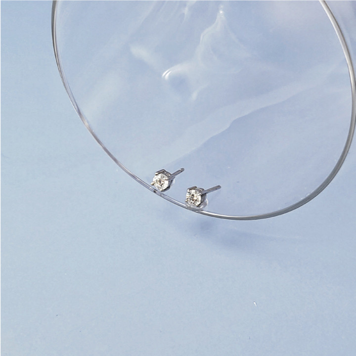 Sterling Silver CZ Stud Earrings - Everyday Elegance