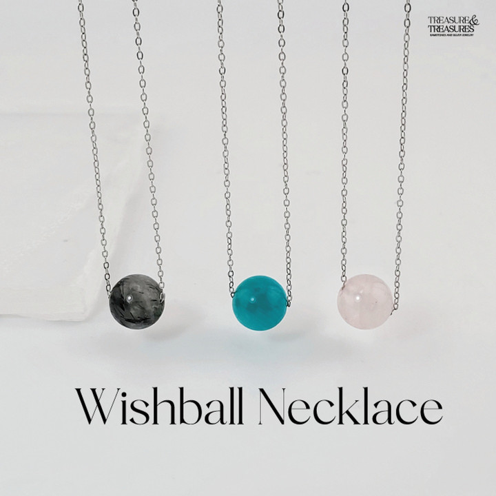 Collar Bola de los Deseos: Plata de ley 925, piedras naturales para la suerte y la positividad.