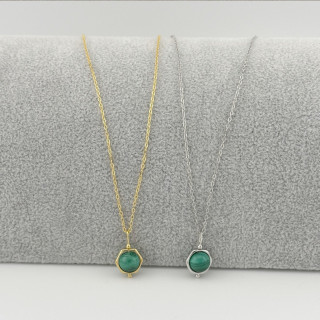 Collar de malaquita de plata de ley | Tesoros y tesoros