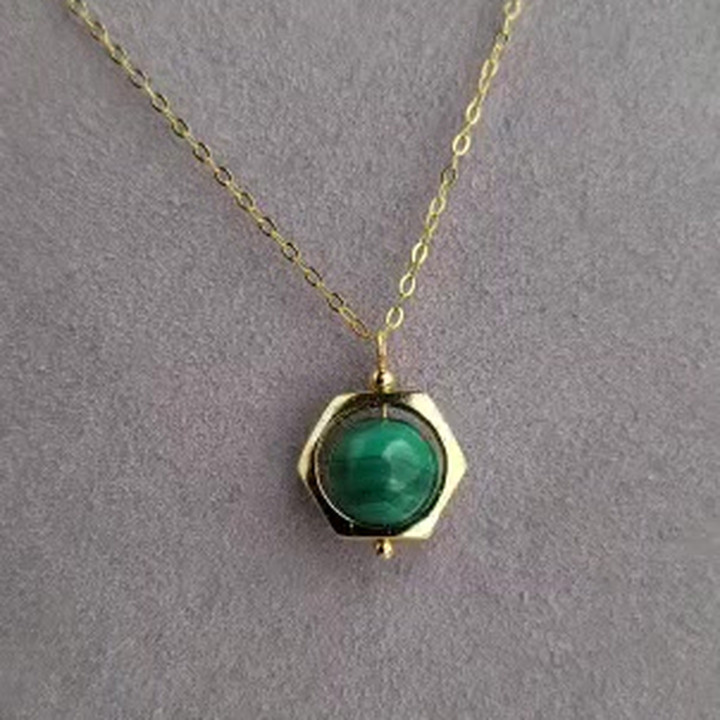 Collar de malaquita de plata de ley | Tesoros y tesoros