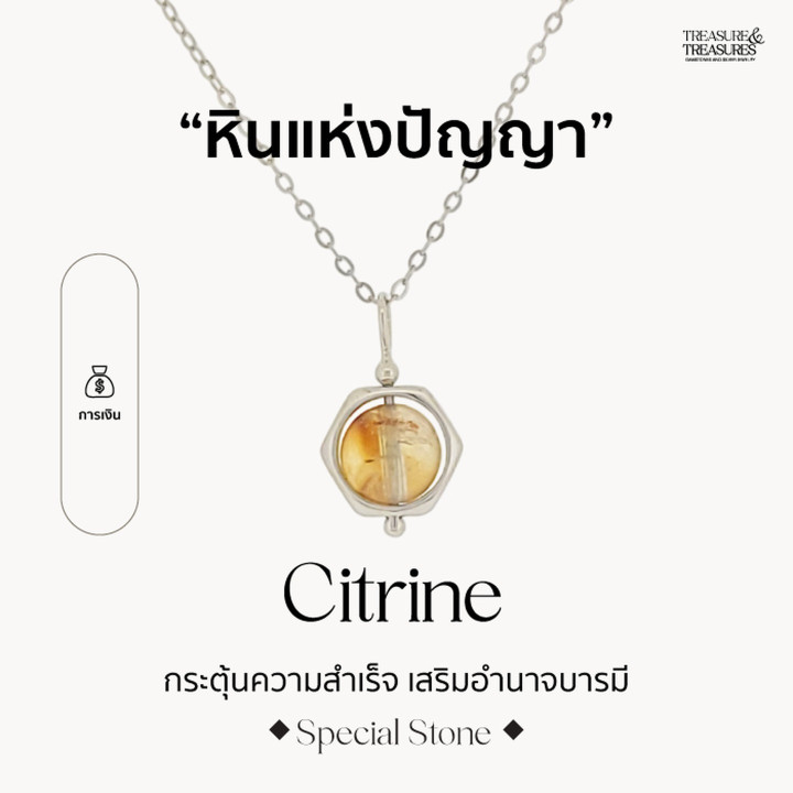 Sterling Silver Citrine Necklace for Power and Success