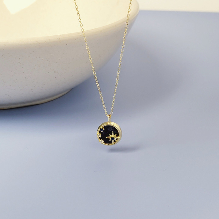Luna Collection: Sterling Silver Moon and Stars Necklace