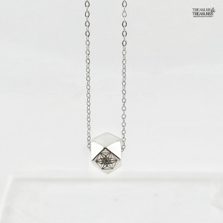 Collar de cuboctaedro de plata de ley | Amuleto de equilibrio