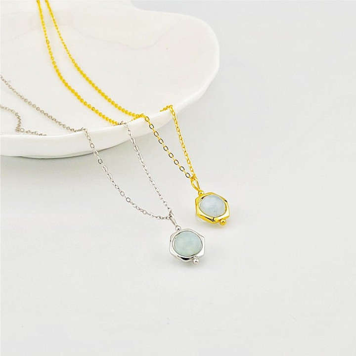 Collar de aguamarina en plata de ley | Símbolo del amor eterno