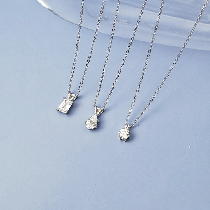 Sterling Silver CZ Pendant Necklace - Treasure Trio