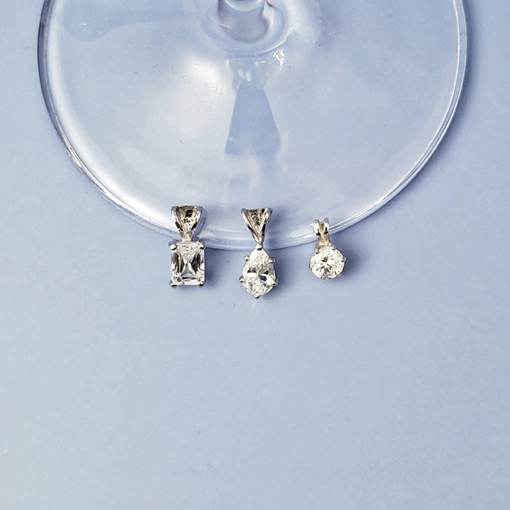 Sterling Silver CZ Pendant Necklace - Treasure Trio