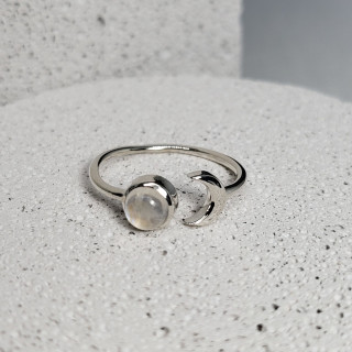 Sterling Silver Moon and Sun Ring with Lucky Stone