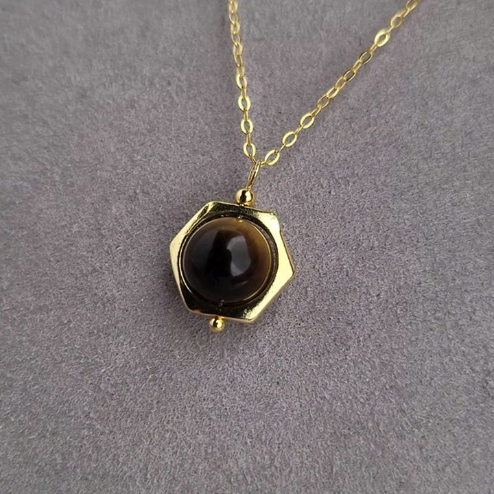 Collier œil de tigre en argent sterling : richesse et bonne fortune