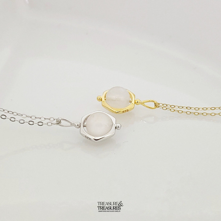 Collar de plata de ley con piedra lunar | Atrae el amor y la buena suerte
