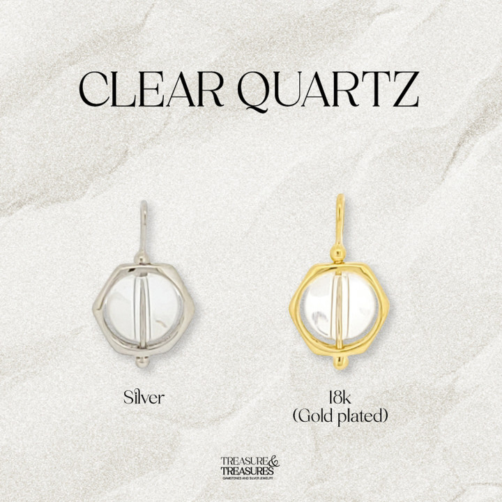 Collar de cuarzo transparente de plata de ley | Joyería para la sanación energética
