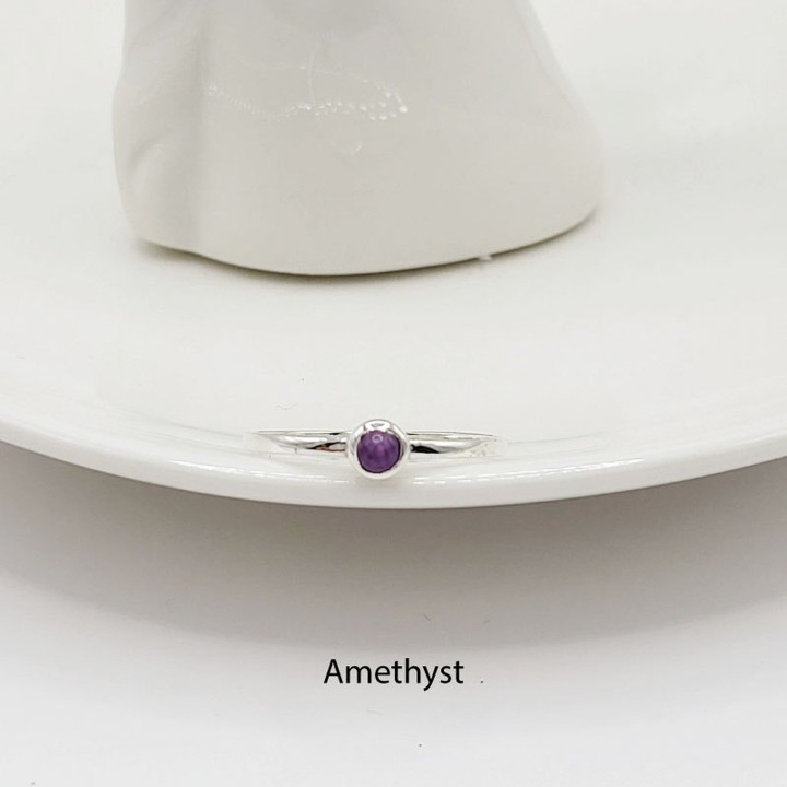 Anillo de la suerte de plata de ley | Piedra auspiciosa, dije minimalista