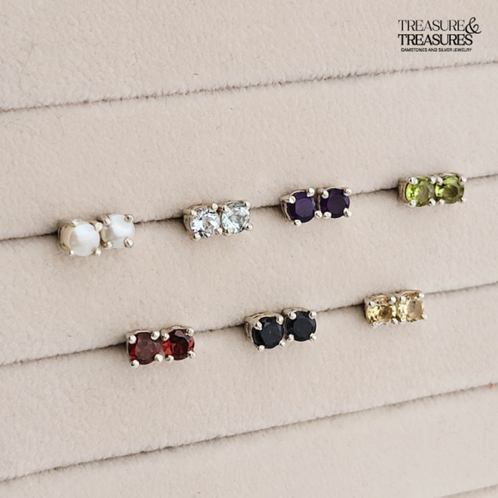 Sparkling Sterling Silver Earrings with Colorful Gemstones