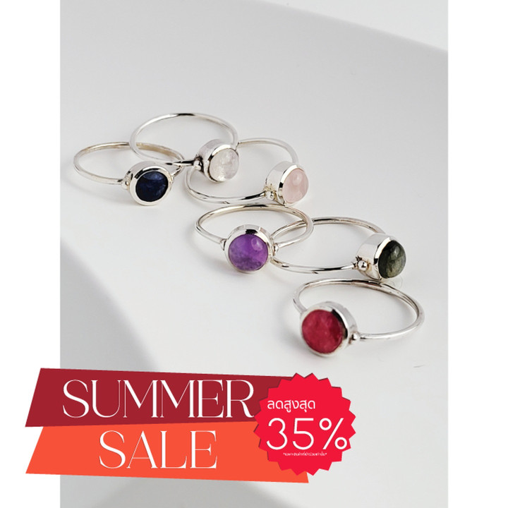 Sterling Silver Lucky Stone Ring | Elegant and Versatile for Women