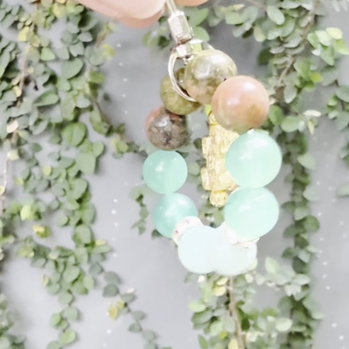 Lucky Stone Keychain with Pi Xiu Charm - Cherie Lucky