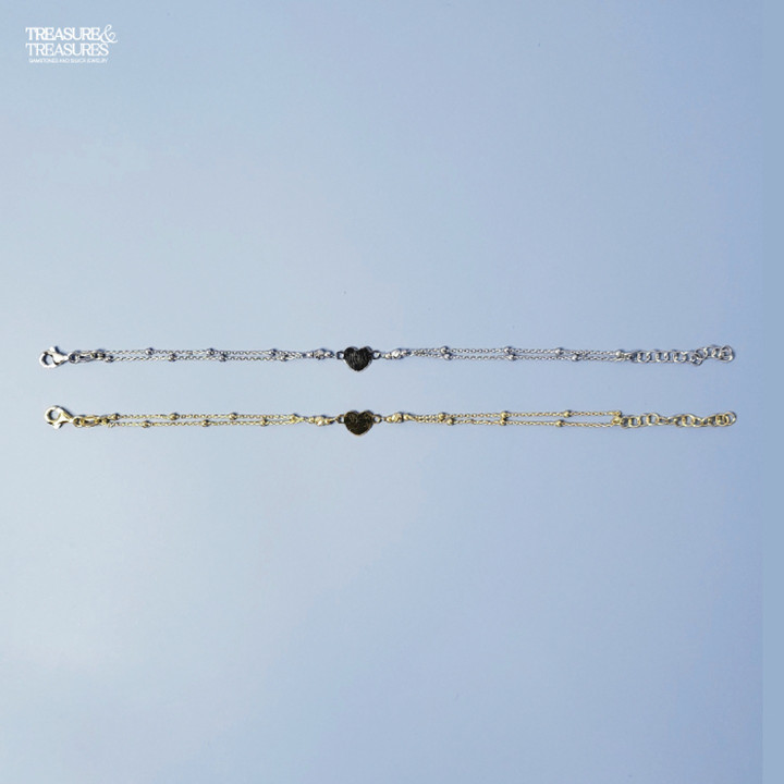 Pulsera con dije de corazón de plata esterlina | Tesoros y tesoros