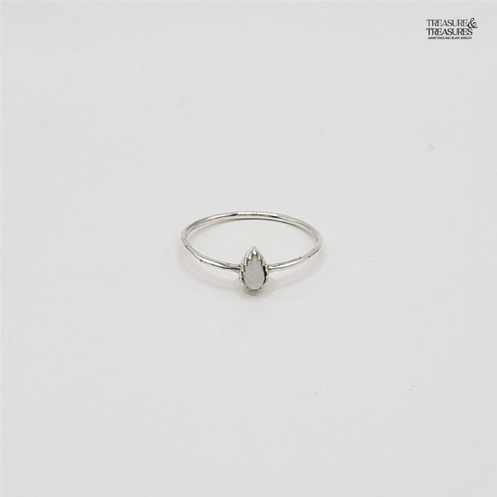Sterling Silver Pear Gemstone Ring - Treasure and Treasures