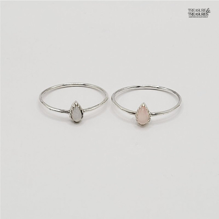 Sterling Silver Pear Gemstone Ring - Treasure and Treasures