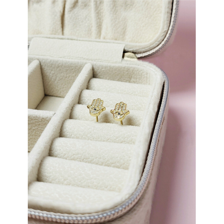 Hamsa and Evil Eye Earrings - CZ Collection Protection and Luck
