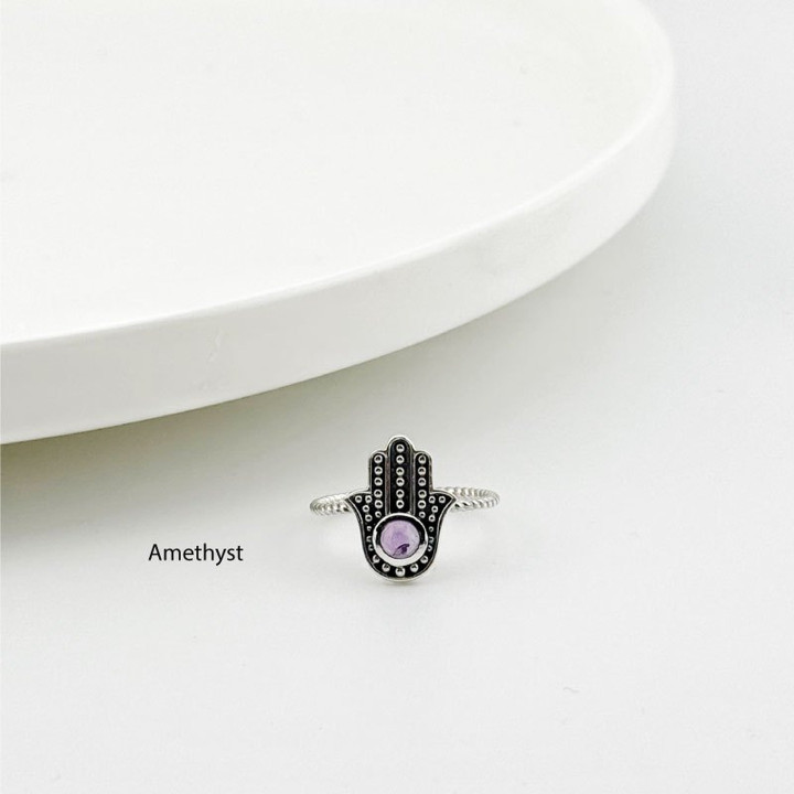 Ring aus Sterlingsilber mit Hamsa und Nazar-Auge | Schutz und Stil