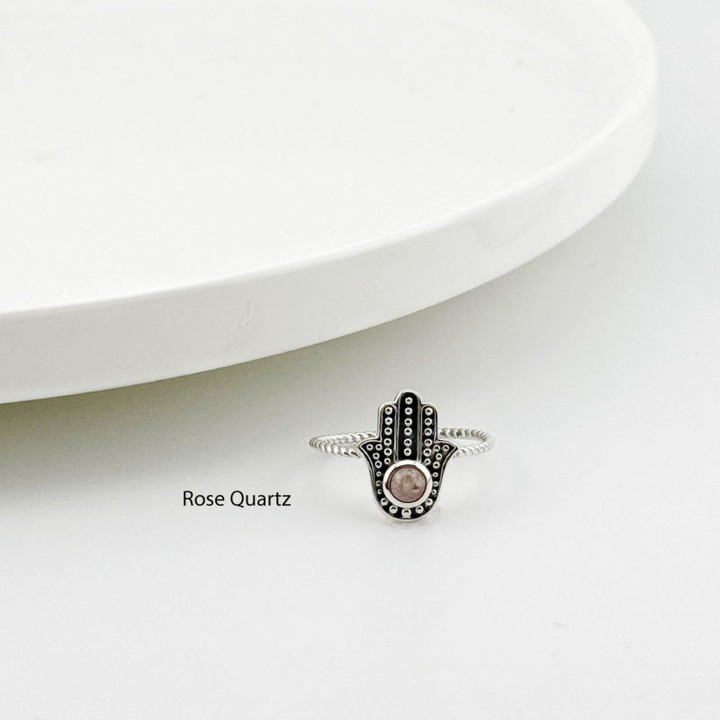 Ring aus Sterlingsilber mit Hamsa und Nazar-Auge | Schutz und Stil