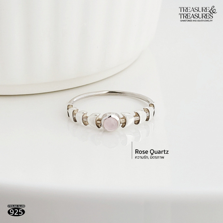 Sterling Silver Moon Ring | 7 Lucky Stones