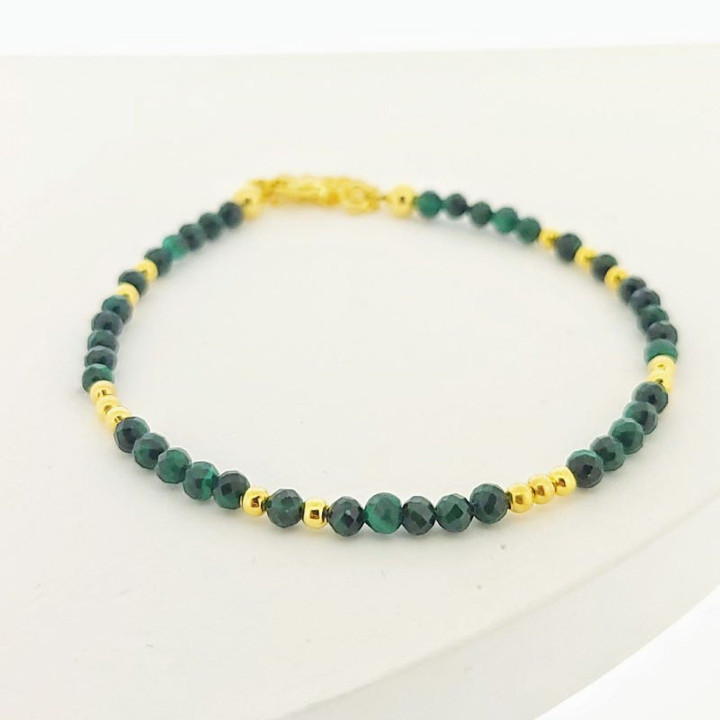 Pulsera de malaquita de plata de ley: Negocia el éxito